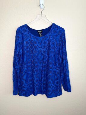 Wrangler Retro Lace Overlay Long Sleeve Blouse Top XXL